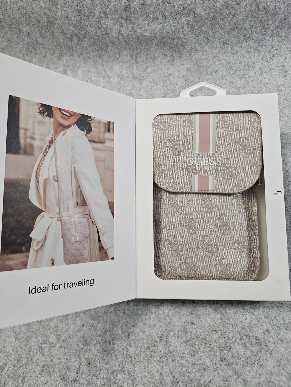 Guess Pink and Cream Monogram Phone Case Crossbody
